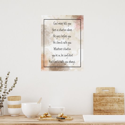 いつも一人で神と共に生きる感動的 ポスター (キッチン)