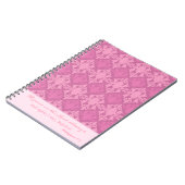 いつも主を喜べ ピンク ダマスク柄 ノートブック (左側)