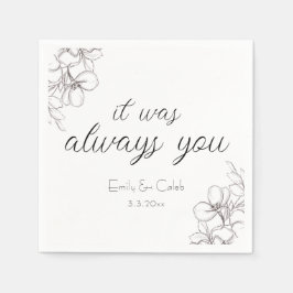 「いつも君だった」ブラック&ホワイトフローラ結婚ズ スタンダードカクテルナプキン