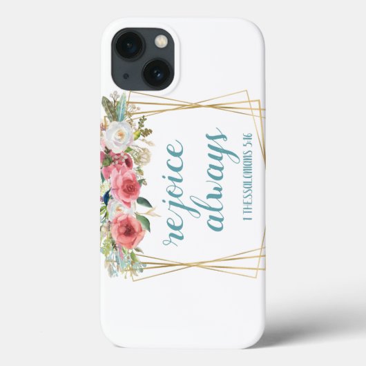 いつも喜べ ピンク ティール 花 水彩画 Case-Mate iPhoneケース (裏面)