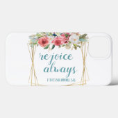 いつも喜べ ピンク ティール 花 水彩画 Case-Mate iPhoneケース (裏面 (横))