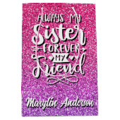 いつも妹はずっと友達のタイポグラフィ ミディアムペーパーバッグ (正面)