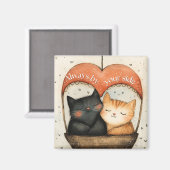 いつも居心地の良い猫の気球に乗る マグネット (正面/裏面)