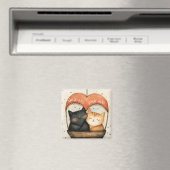 いつも居心地の良い猫の気球に乗る マグネット (インサイチュ (食洗機))