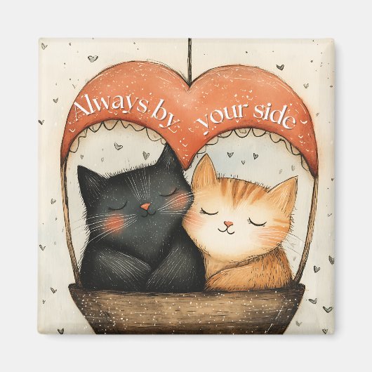 いつも居心地の良い猫の気球に乗る マグネット (正面)