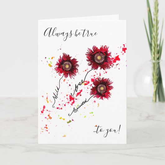 いつも忠実でいなさい、野生の自由な元気のケシ カード (正面)