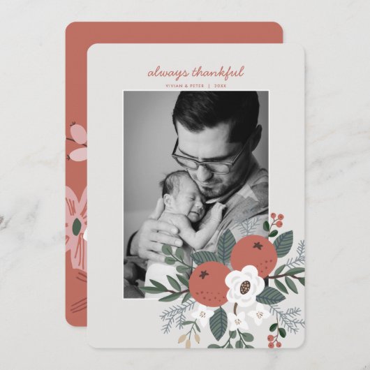 いつも感謝の感謝祭の写真 シーズンカード (正面/裏面)