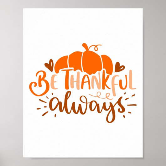 いつも感謝を Thanksgiving レタリング 引用 ポスター (正面)