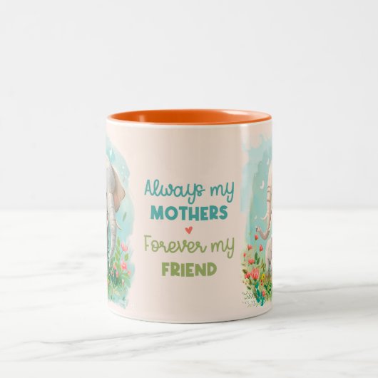 いつも母は永遠に私の友人の母の日マグカップ ツートーンマグカップ (中央)