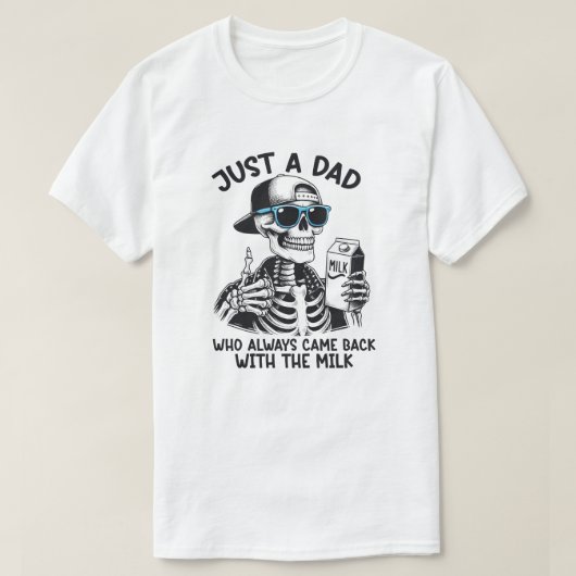 いつも牛乳を買って帰ってくるただのお父さん Tシャツ (デザイン正面)