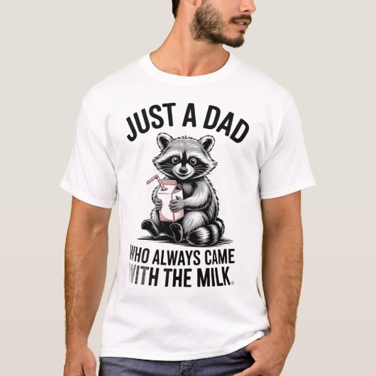 いつも牛乳を買って帰ってくるただのお父さん Tシャツ (正面)