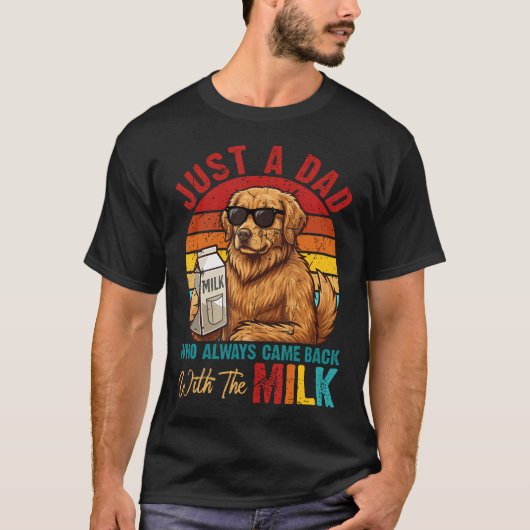 いつも牛乳を買って帰ってくるただのオヤジ犬 Tシャツ (正面)