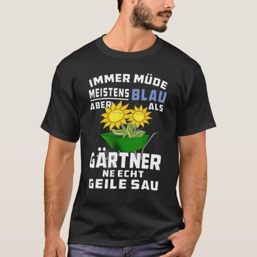 いつも疲れている青い園芸家のガーデニング Tシャツ (正面)