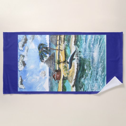 いつも相棒で泳ぐ ビーチタオル (正面)