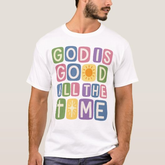 いつも神は良きなり レトロ信仰 Tシャツ (正面)
