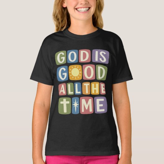 いつも神は良きなり レトロ信仰 Tシャツ (正面)