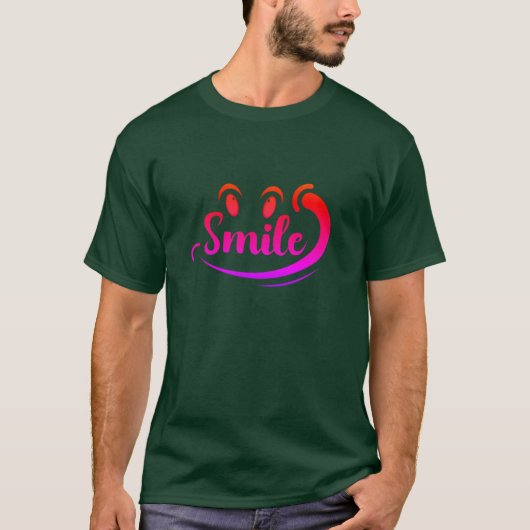 いつも笑顔で 笑顔を保とう もっと笑おう 笑顔でいる Tシャツ (正面)
