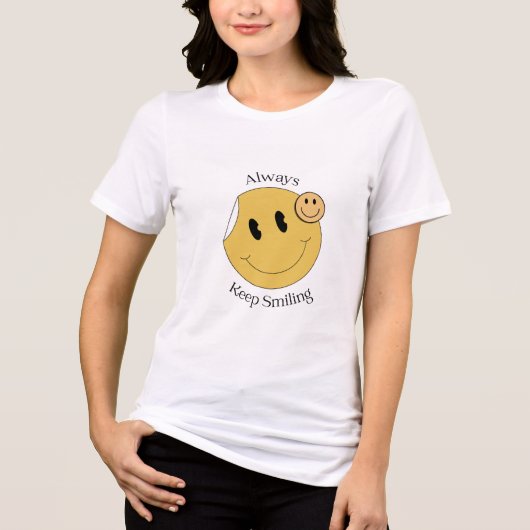 いつも笑顔で Tシャツ - かわいいスマイルフェイス (正面)