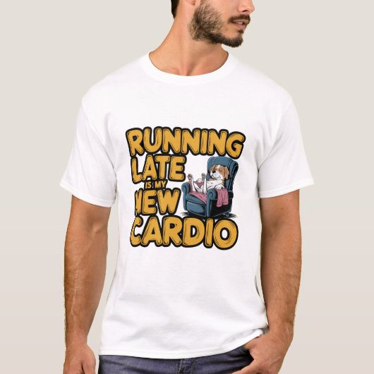 いつも遅刻のランニングジョークTシャツ Tシャツ (正面)
