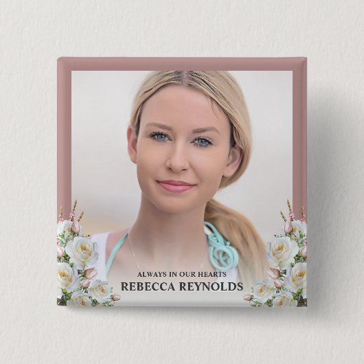 いつエレガントもハートの写真フローラ葬 缶バッジ (正面)