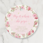 いつポップ・アートのポップ赤ちゃんシャワーシャンパンピンクフローラ フェイバータグ (裏面)