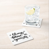 いつ信じも自分で スクエアペーパーコースター (インサイチュ)