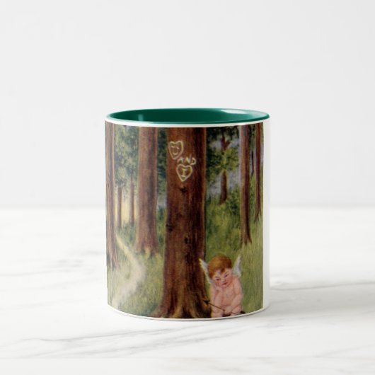 いつ我々はバレンタインデーヴィンテージに会う ツートーンマグカップ (中央)