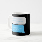 いつ新しい親のベビーおもしろいを見ることができるかメールや文字を打つ コーヒーマグカップ (正面左)