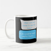 いつ新しい親のベビーおもしろいを見ることができるかメールや文字を打つ コーヒーマグカップ (左)