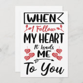 いつ私の後を追ハートバレンタインデーのホリデーカード シーズンカード (正面/裏面)