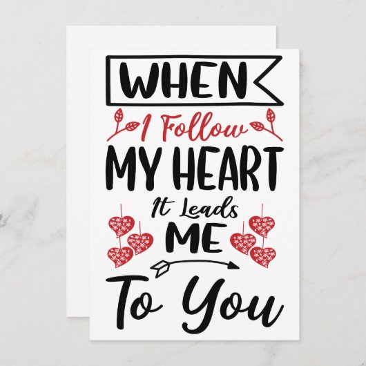 いつ私の後を追ハートバレンタインデーのホリデーカード シーズンカード (正面/裏面)