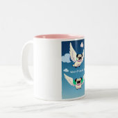 いつ豚が飛ぶかおもしろい・パグ愛好家 ツートーンマグカップ (正面左)