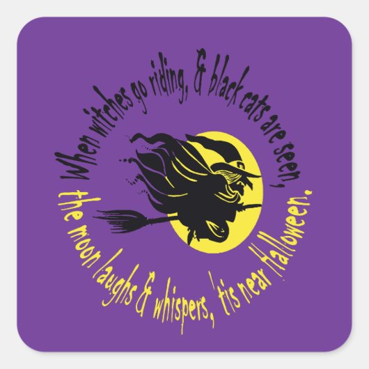 いつ魔女はハロウィンイエローTの近くに乗って行く スクエアシール (正面)