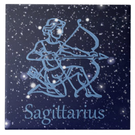 いて座の星座と星々をあしらった星座記号 タイル