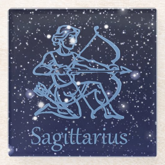 いて座の星座と星々 ガラスコースター (正面)