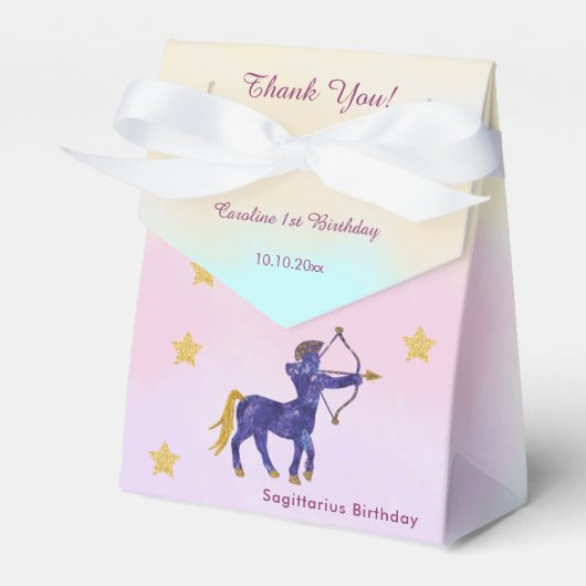 いて座の水彩デザイン 1歳の誕生日 フェイバーボックス (正面サイド)