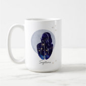 いて座ブルー女性的な星座デザイン コーヒーマグカップ (左)
