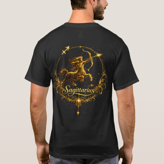 いて座 ユニークな星座、星のサイン Tシャツ (裏面)