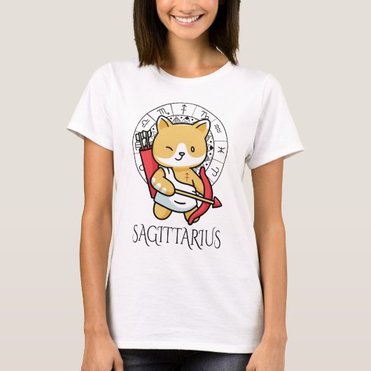 いて座 女性 白 Tシャツ (正面)
