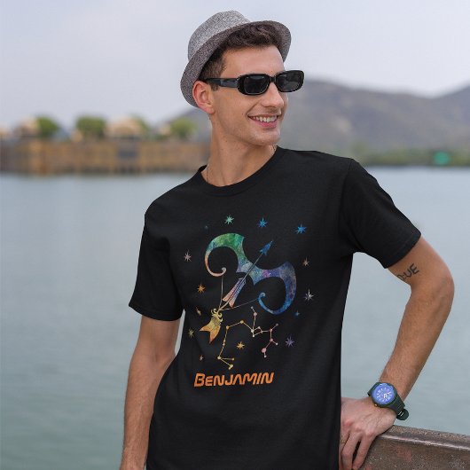 いて座 星座 ゾディアック 水彩 銀河 Tシャツ