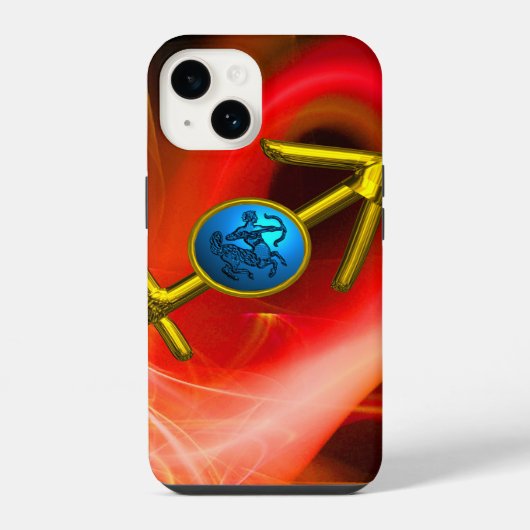 いて座,赤と黄色のフラクタル渦巻き iPhoneケース (裏面)