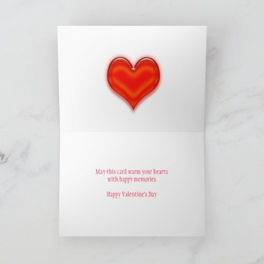 いとこおよび彼の家族のためのバレンタインデーカード シーズンカード (内部)