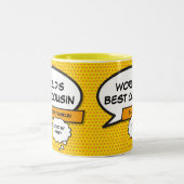 いとこお気に入りのおもしろい漫画帳おもしろいレトロ ツートーンマグカップ (中央)