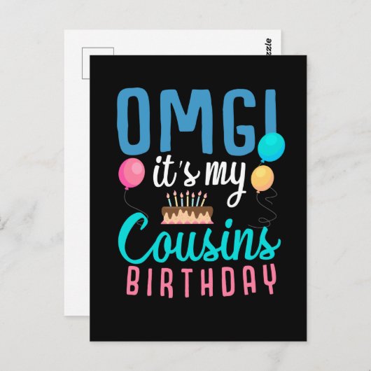 いとこお誕生日ケーキおもしろいバルーンボーイズキッドパーティー ポストカード (正面/裏面)