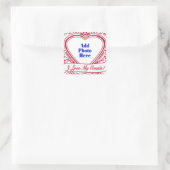 いとこが大好き!フォト赤いハート スクエアシール (バッグ)