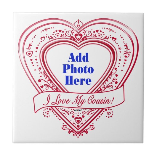 いとこが大好き!フォト赤いハート タイル (正面)