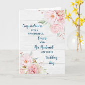 いとこと夫の結婚式の日おめでとう カード (黄色い花)