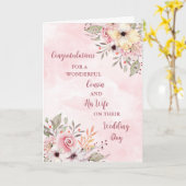 いとこと彼の妻の結婚式の日おめでとう カード (黄色い花)