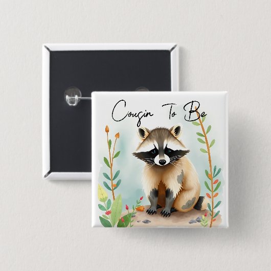 いとこになる | ウッドランドをテーマにした赤ちゃんシャワー 缶バッジ (正面&裏面)