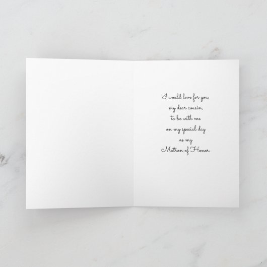 いとこに花嫁の付き人を依頼する招待状 招待状 (内部)
